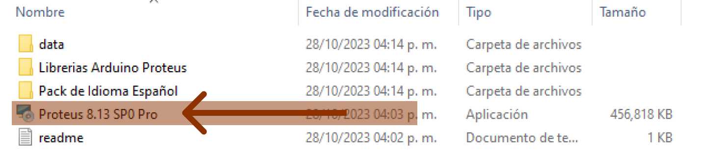 Abra el archivo llamado Proteus 8.13 SP0 Pro