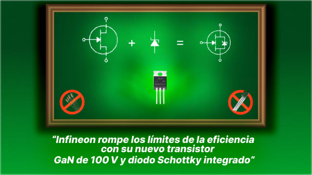 Transistor GaN de 100 V con diodo Schottky: eficiencia superior en conmutación dura